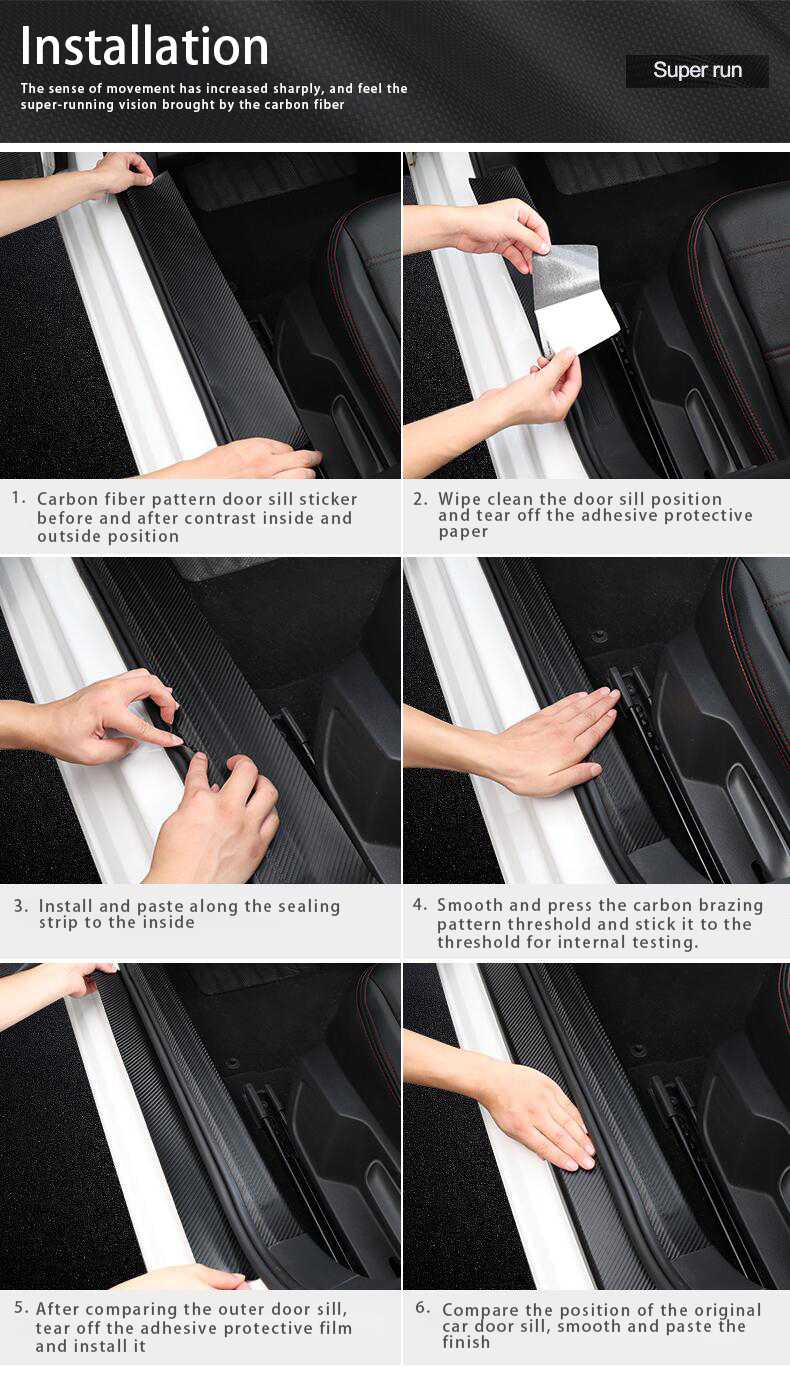 4 Stück Auto Einstiegsleisten Schutz Kohlefaser Türschweller Aufkleber für  Smart Fortwo Forfour 453 451 450, Kohlefaser Türeinstiegsschutz Aufkleber