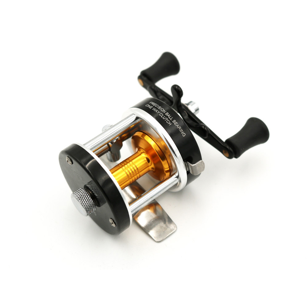 Winter Baitcasting Reel Mini Metal Casting Boat Fishing Wheel Roller Coil  with 50m/164.04ft Line Wire 