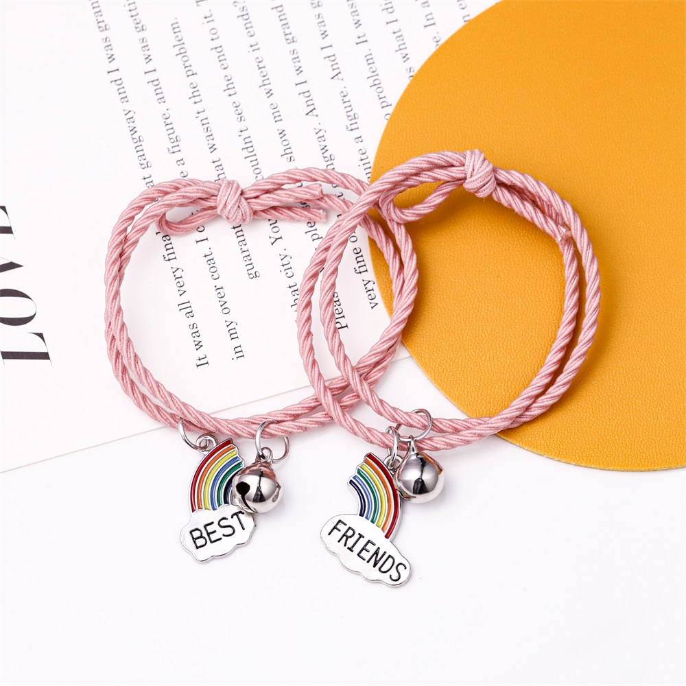 Astronauts Rainbow Pendant Hair Tie Couples Bracelet