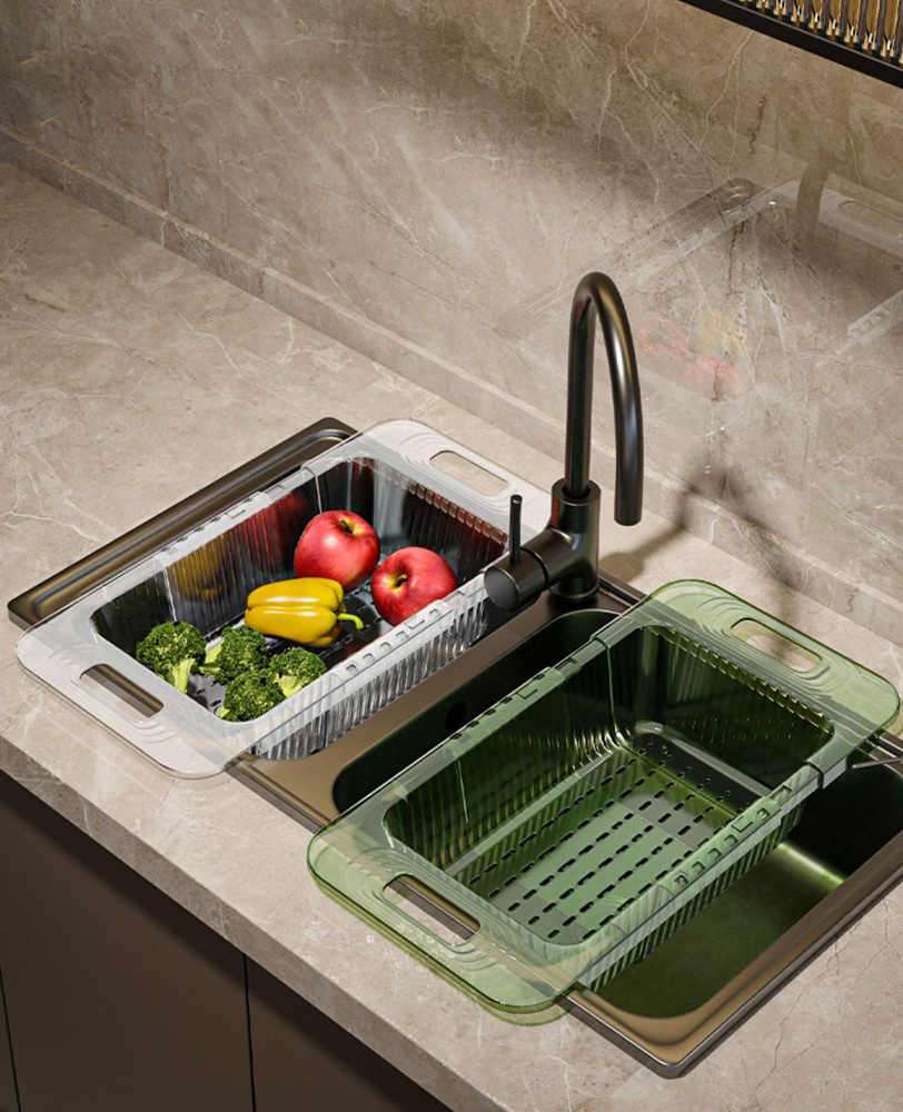 Kitchen Retractable Sink Drain Basket, Multifunctional Fruit And
