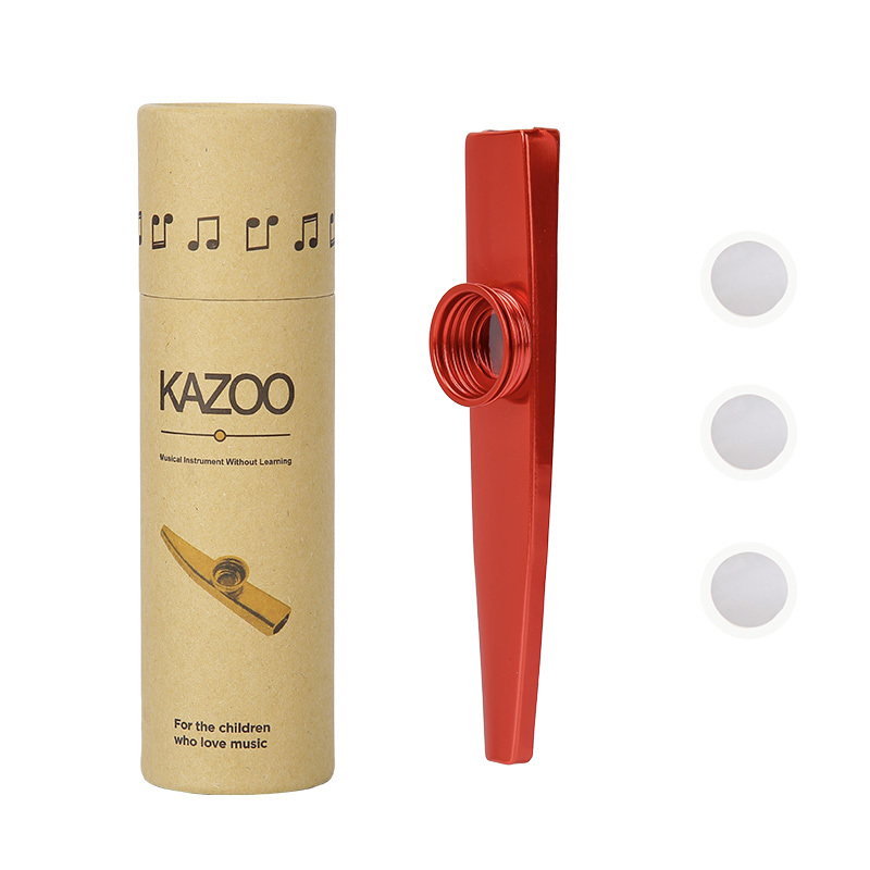 TRYLTBE YY-L Kazoo Metal with 5 Pcs Flute Diaphragm Blue and Mirliton  Aluminum Alloy with Red Membrane L-YY