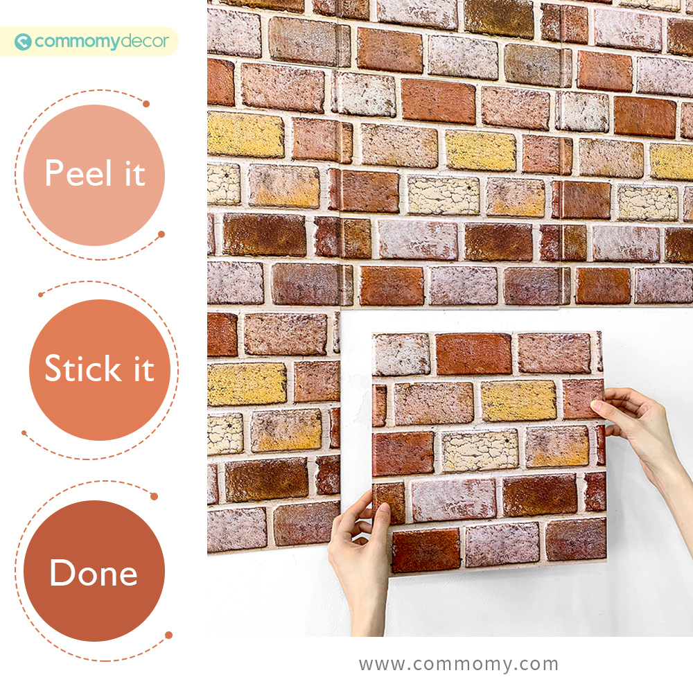 3d Peel Stick Brick Wall Tiles Faux Brick Wall Panels Temu