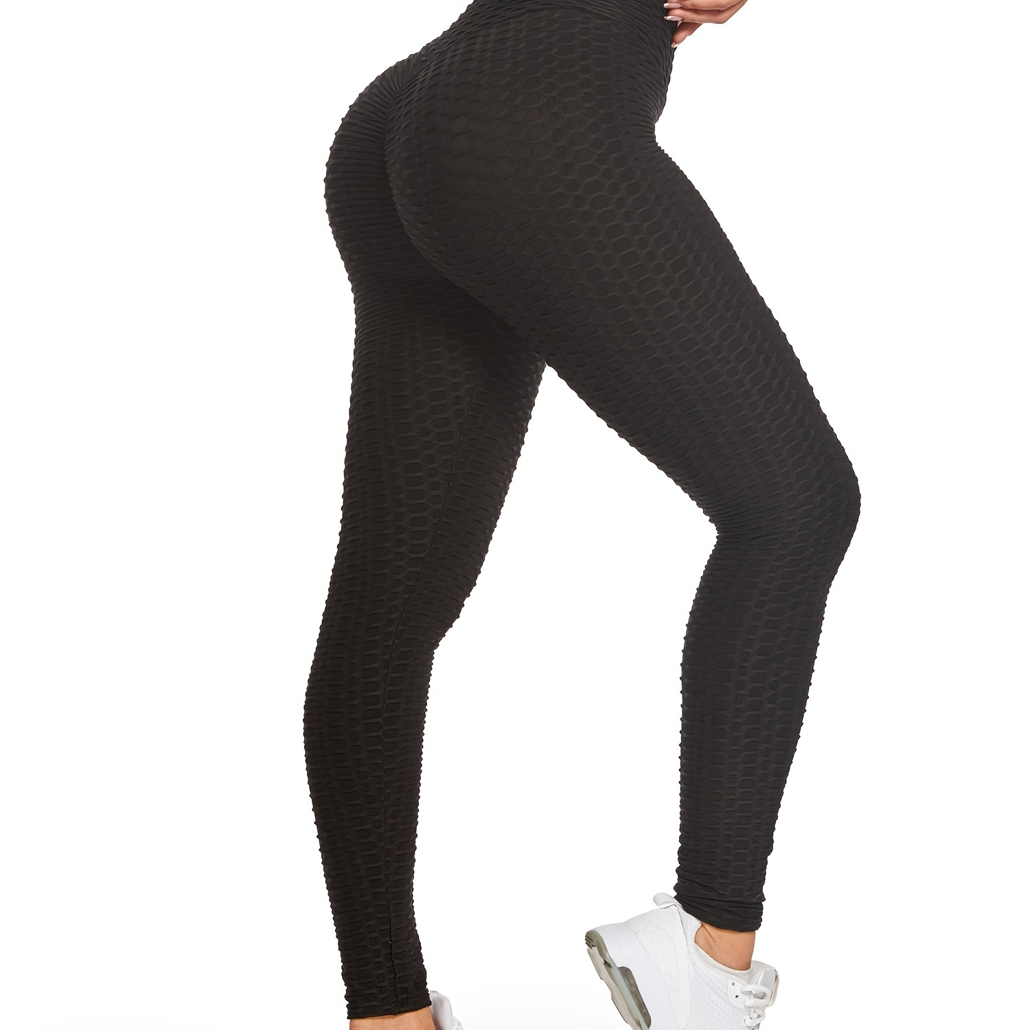 ZZAL High-waisted leggings women's high honeycomb leggings super stretchy  comfortable abdominal control athletic workout pants (size: L, colour:  black) : : Fashion