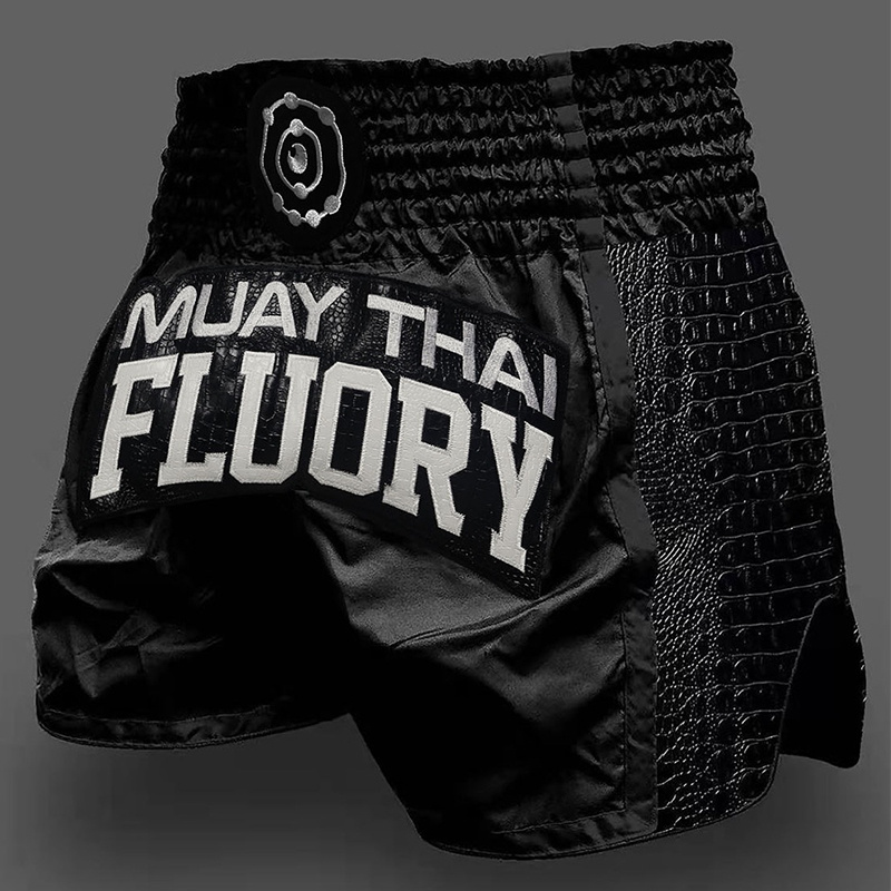 FLUORY Pantalones cortos Muay Thai de boxeo simples y elegantes, pantalones  cortos de entrenamiento de nailon suave y suave