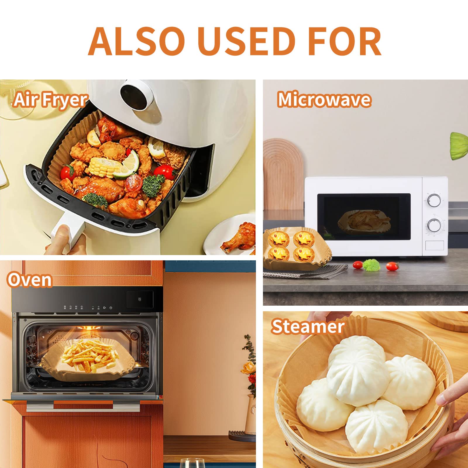 (63in) Air Fryer Liners Air Fryer Paper Liners Food Grade Parchment Paper  Oil Proof Waterproof Suitable For Air Fryer Steamer Microwave Oven Baking Pa