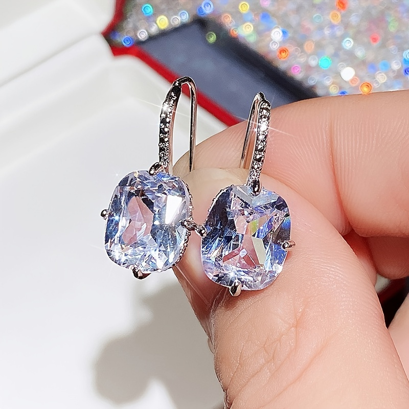 Teardrop Zircon Hook Drop Earrings Temperament Elegant - Temu