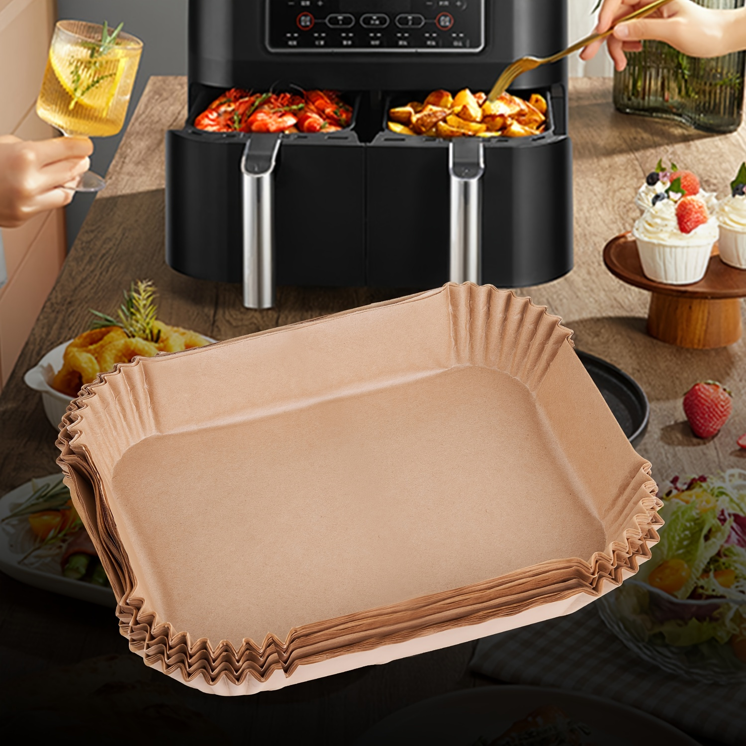 Square Air Fryer Disposable Paper Liner Doble Cara Silicona - Temu