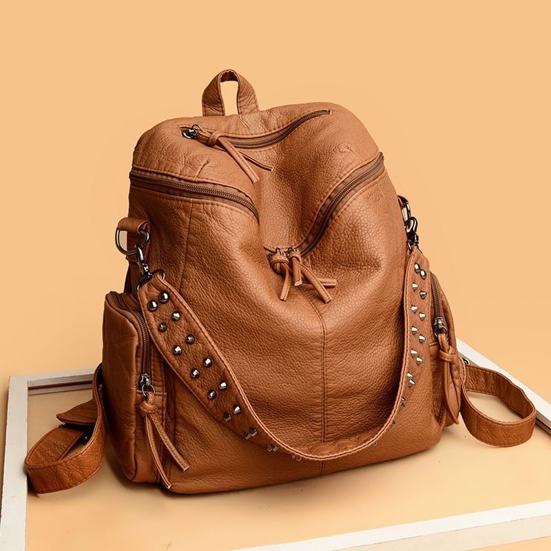 Functional leather outlet backpack