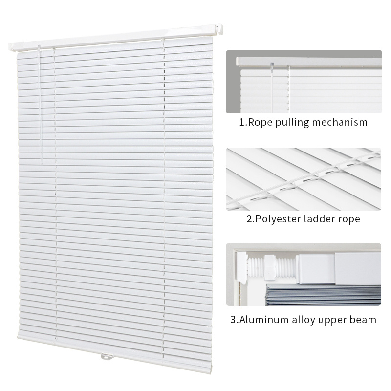 1pc No Drill Aluminum Horizontal Mini White Blinds Cordless Home
