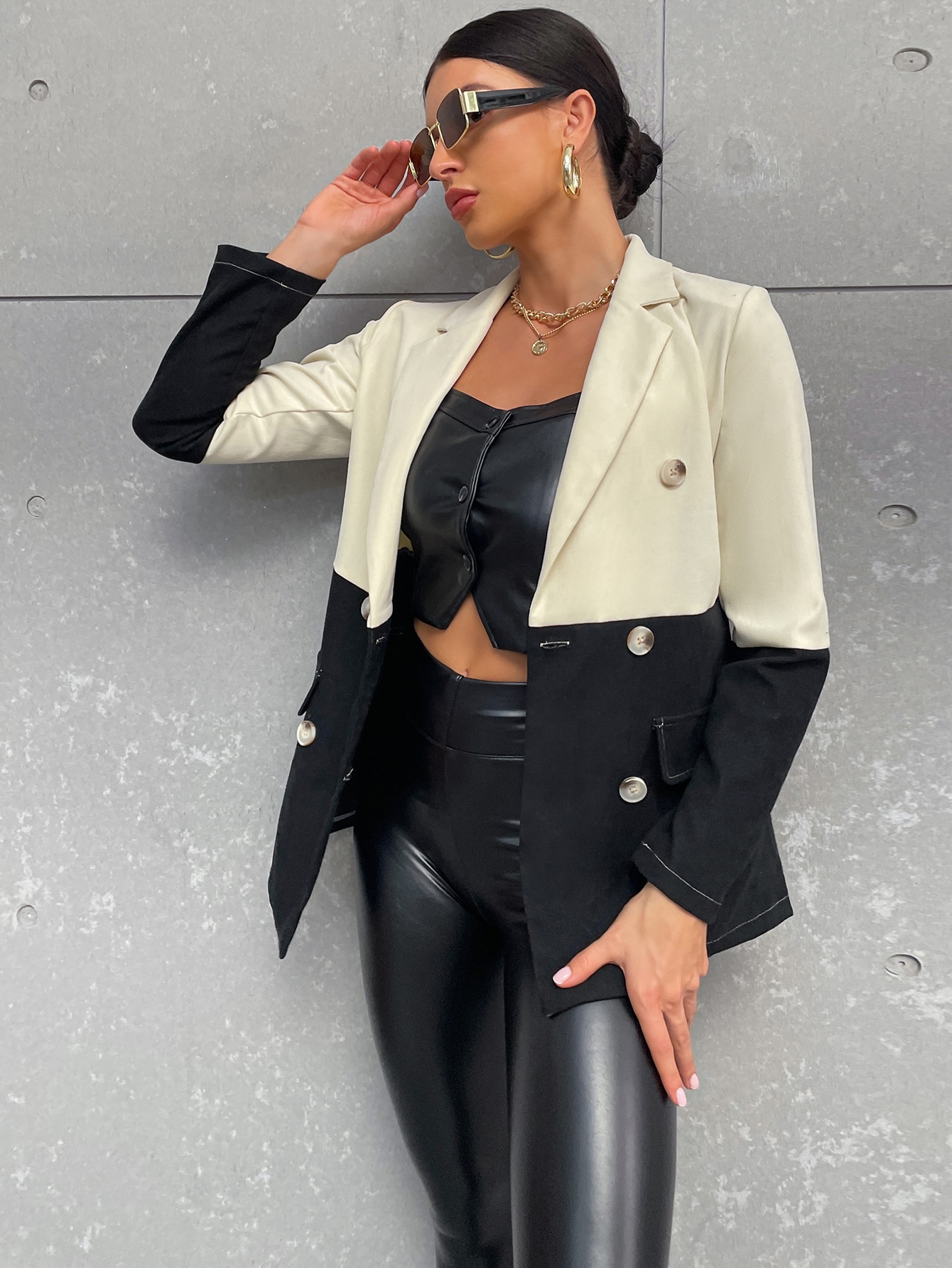 Double Take Full Size Plaid Button Up Lapel Collar Coat