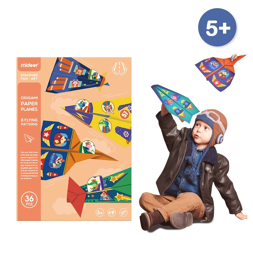 36pcs Origami Paper Airplanes Kit With Pilot Stickers,easter Gifts