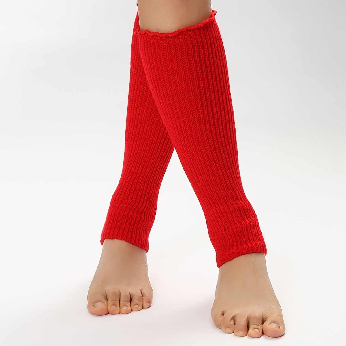 Thinsont 1 Pair Women Latin Dance Socks Casual Warm Jeans Yoga Hosiery Cold  Weather Thermal Leg Warmer Sports Solid Color Red