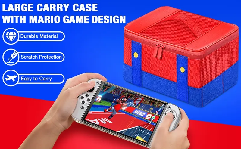 large carrying protective case for switch oled console pro controller travel storage bag case for switch accessories details 0