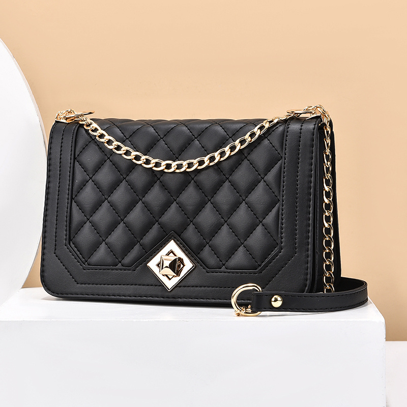 FAUX LEATHER FLAP SHOULDER BAG BLACK