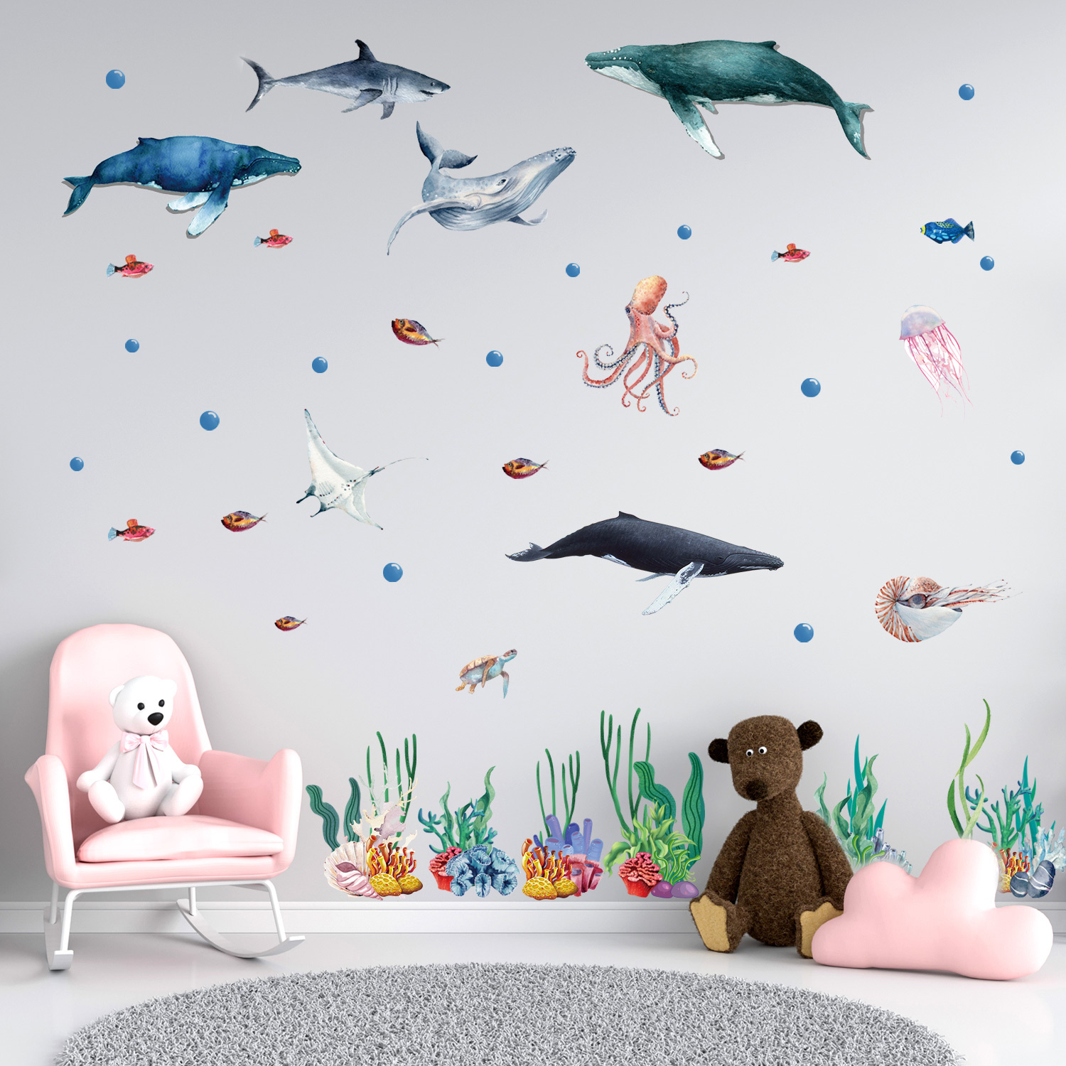 Undersea Ocean Creatures Wall Sticker Self adhesive - Temu