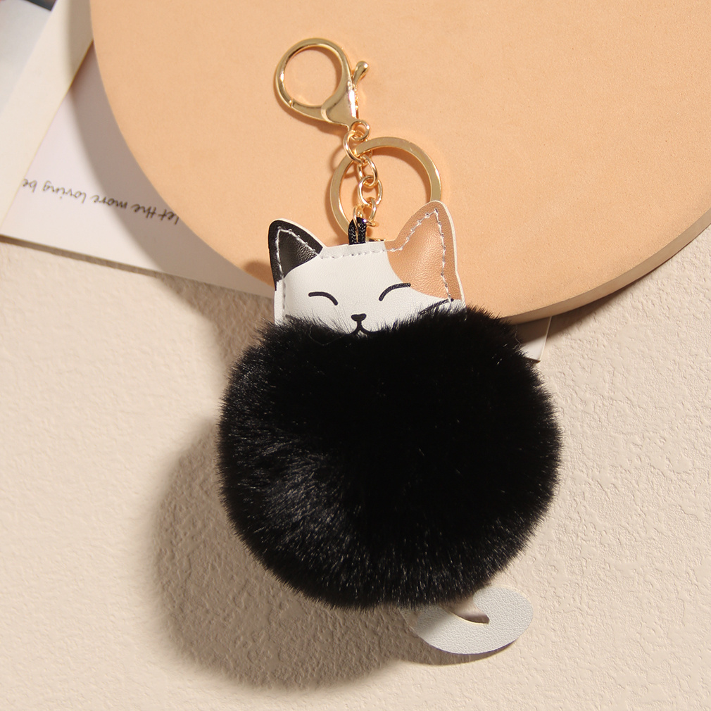 Cat Pom Pom Keychain 