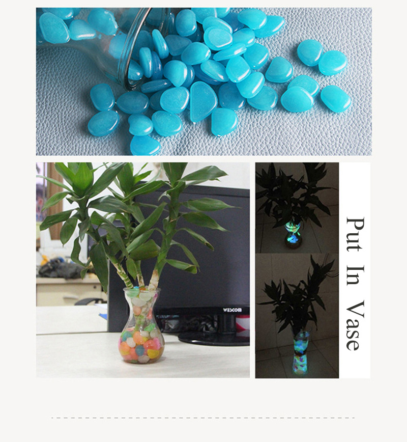 ZoomSky 200pcs Glowing Pebbles Glow In The Dark Stones Rocks Colorful Luminous Cobblestones Gravel Decoration For Garden Pathway Yard Aquarium Fish Tank
