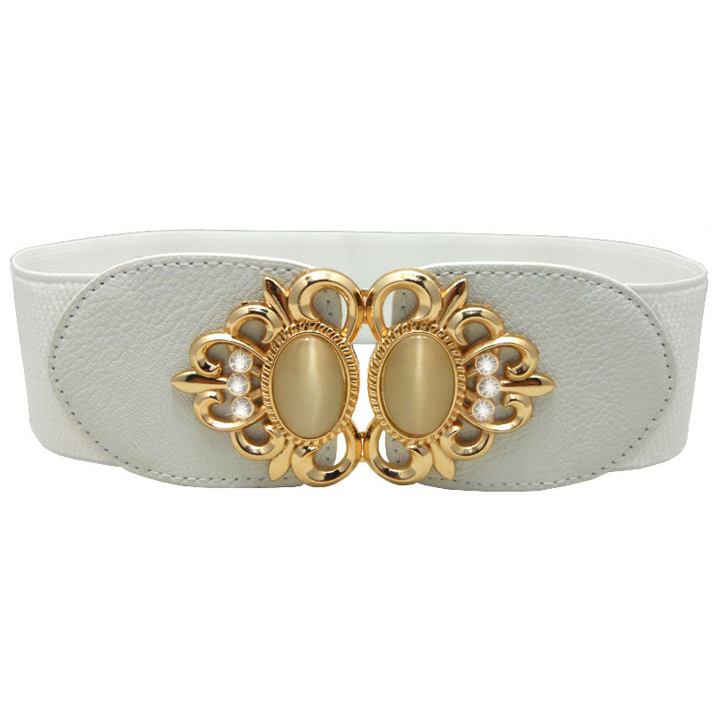 Women Rhinestone Belt Full Crystal Buckle Wide Elastic - Temu