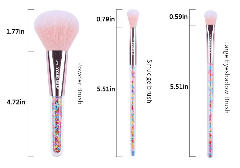 Makeup Brush Set Glitter Acrylic Handle Make Up Brushes for Powder Blush  and Eyeshadow makeup brushes set for Women&Girl (Heart)