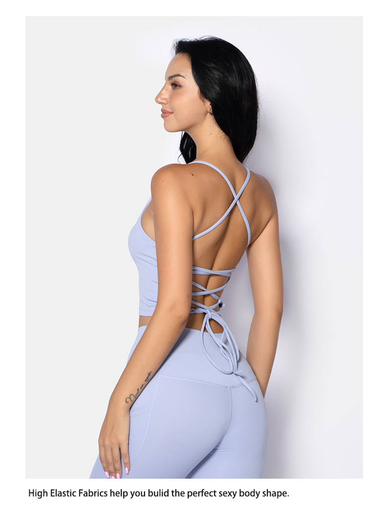 Women's Low Support Backless Crisscross U Neck Longline Yoga