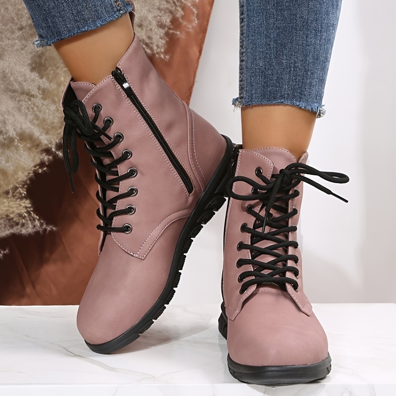 womens combat boots with side zipper