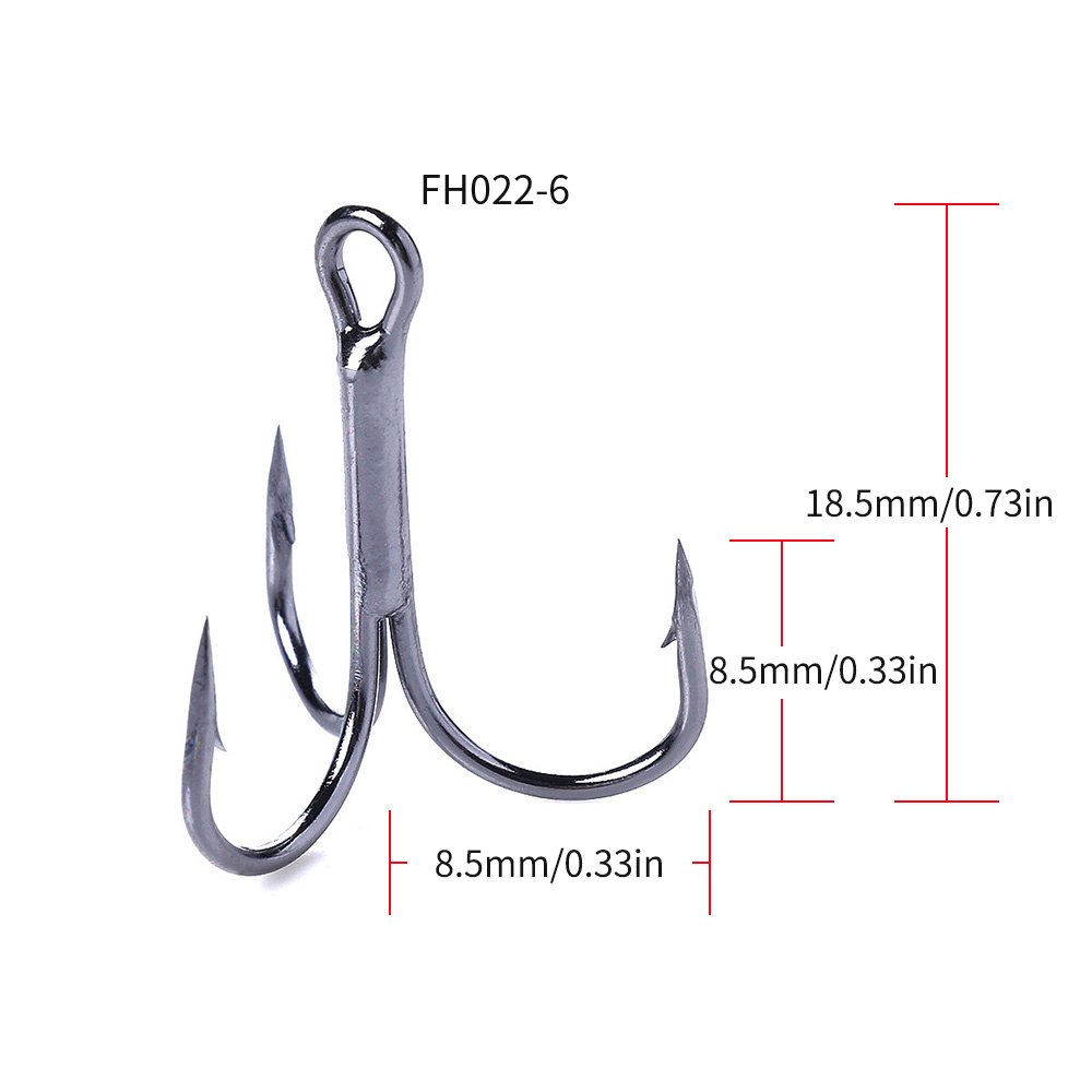 Treble Fishing Hook Strong Round Bend Treble Hooks 100PCS-200PCS Wide Gap  High Carbon Steel Hooks for Lures Baits Size 1/0-14 Black : Sports &  Outdoors 