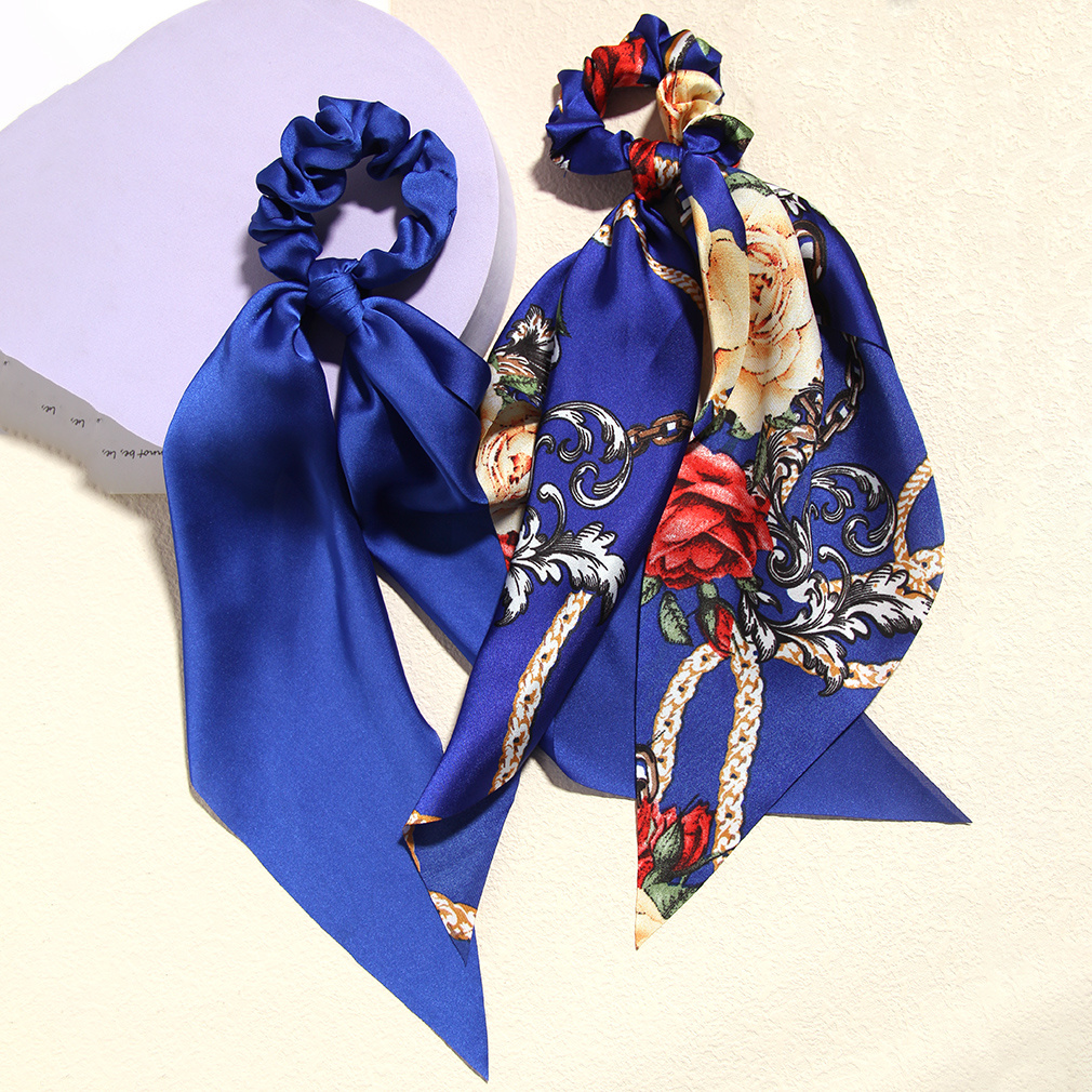 Bowknot Pearls Scrunchies Floral Hair Ties Bunny Ears Scrunchie Women Elastic Ha - Foto 9