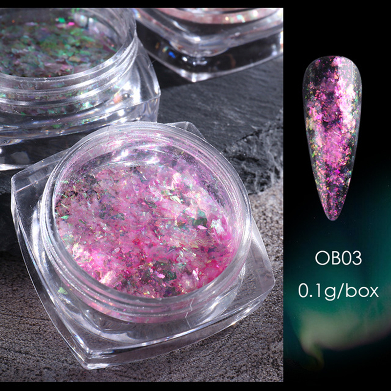 1 Pot Opal Crystal Iridescent Nail Powder Pigment Ice Edelweiss