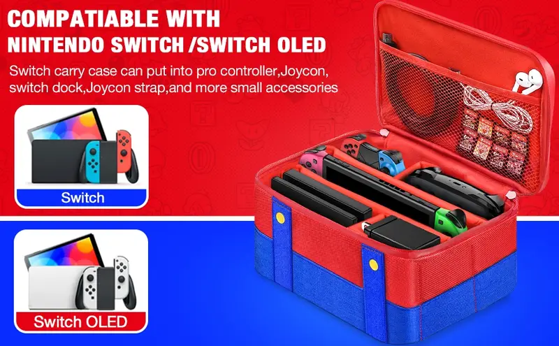 large carrying protective case for switch oled console pro controller travel storage bag case for switch accessories details 1