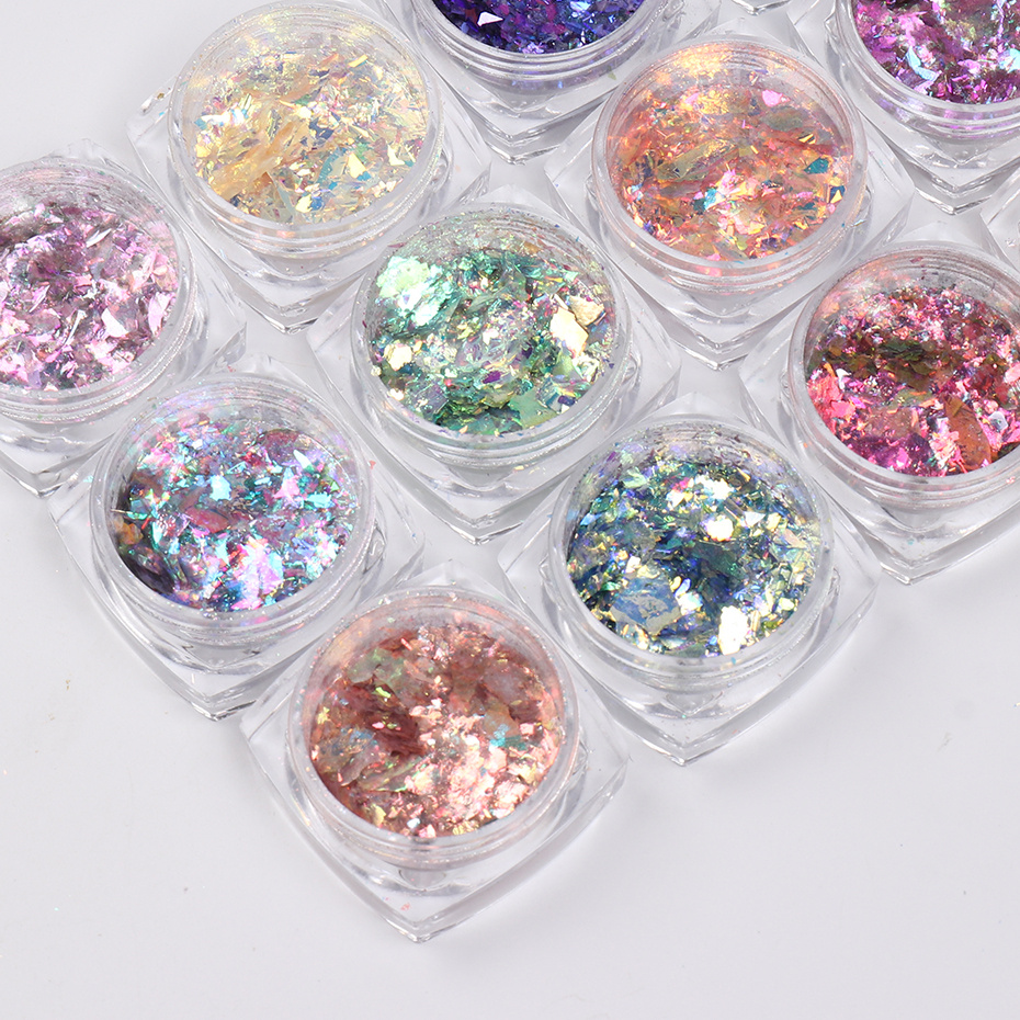 Aurora Shattered Glass Glitter Flakes Iridescent Opal Nail Art – Daily  Charme