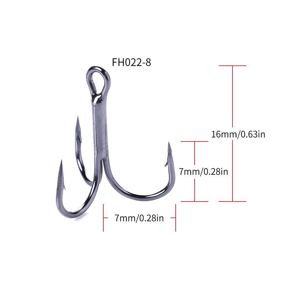 Premium Black Fishing Hook with High Carbon Steel Treble Hooks 10pcs Pack