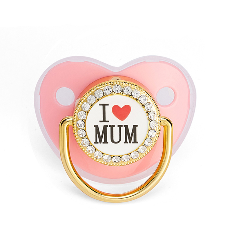 Chupete para bebé de 6 a 18 meses, chupete simulado para bebé con clip de  cadena para recién nacido, diseño de «I Love Dad» (rosa)