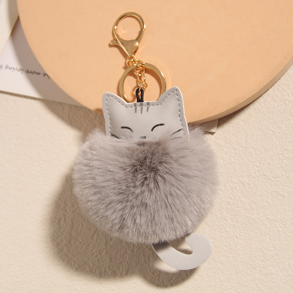 Cat Pom Pom Keychain 