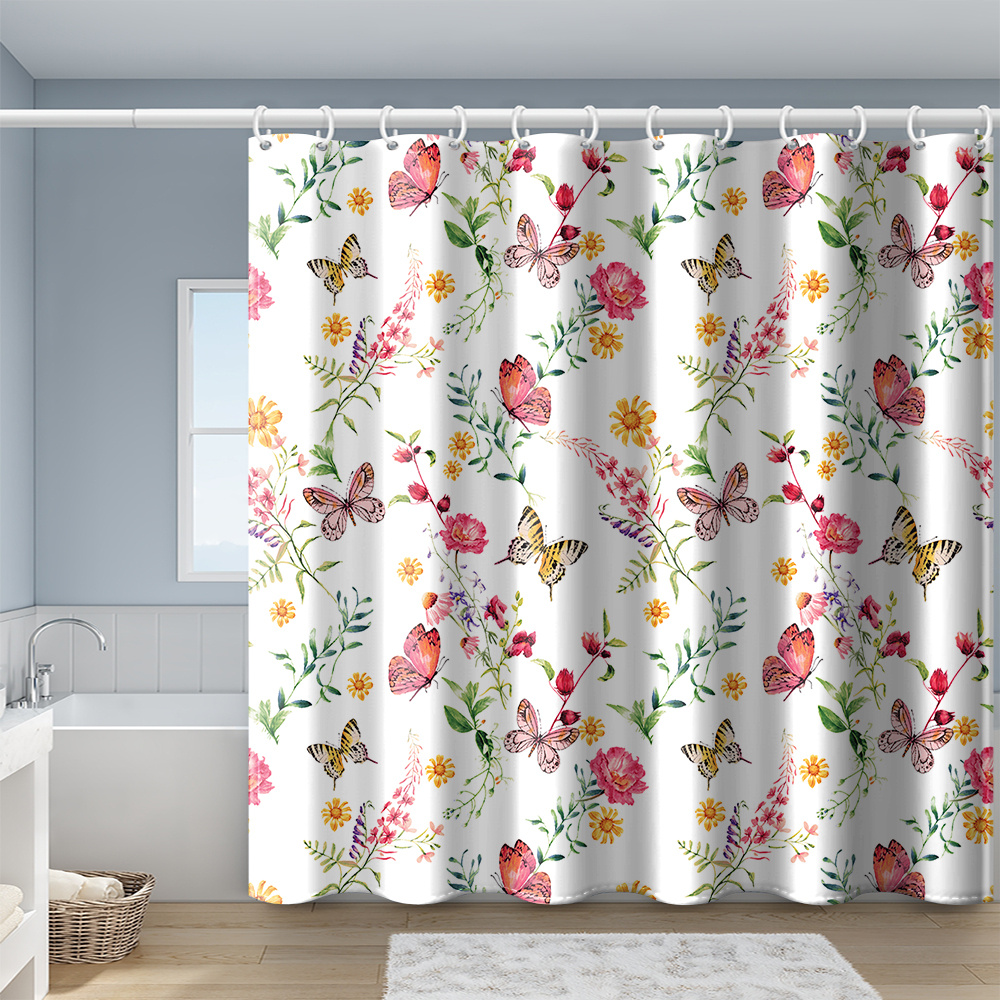 Sonernt Orange Flower Shower Curtain for Bathroom Watercolor Floral and  Leaves Bath Curtain Waterproof Fabric Shower Curtains with Hooks Nature  Botanical Shower Curtain Decorative, 72x72 Inch 