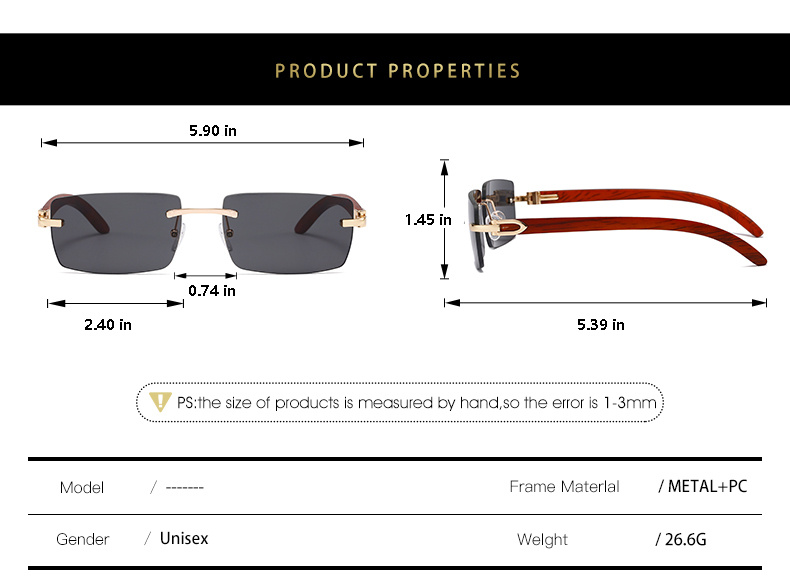 2022 New Men's Europe And America Ins Rimless Men's Shades