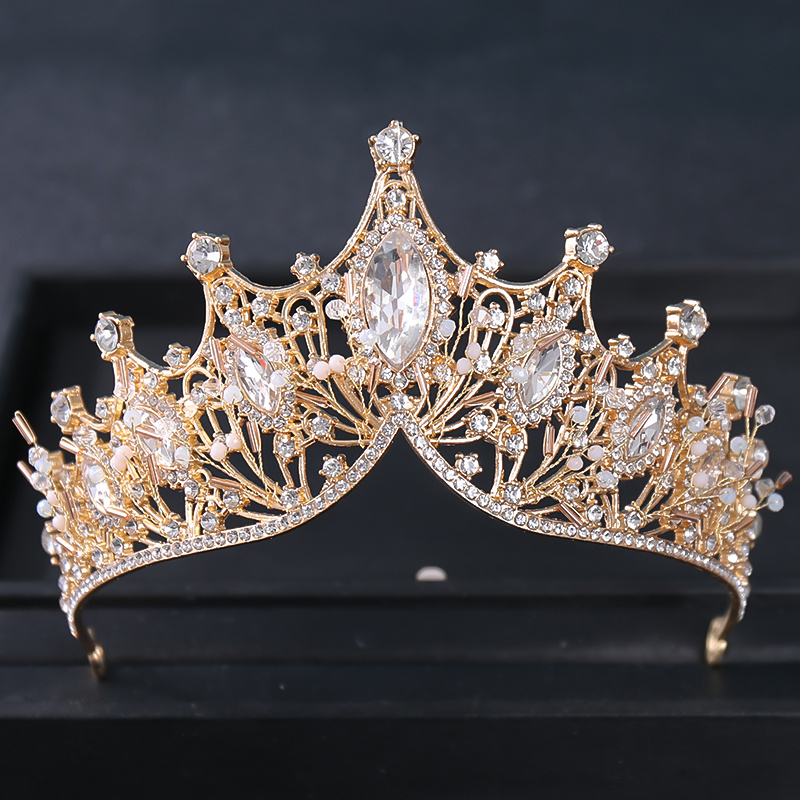 Golden Baroque Queen Crown Tiaras Women Birthday Princess - Temu