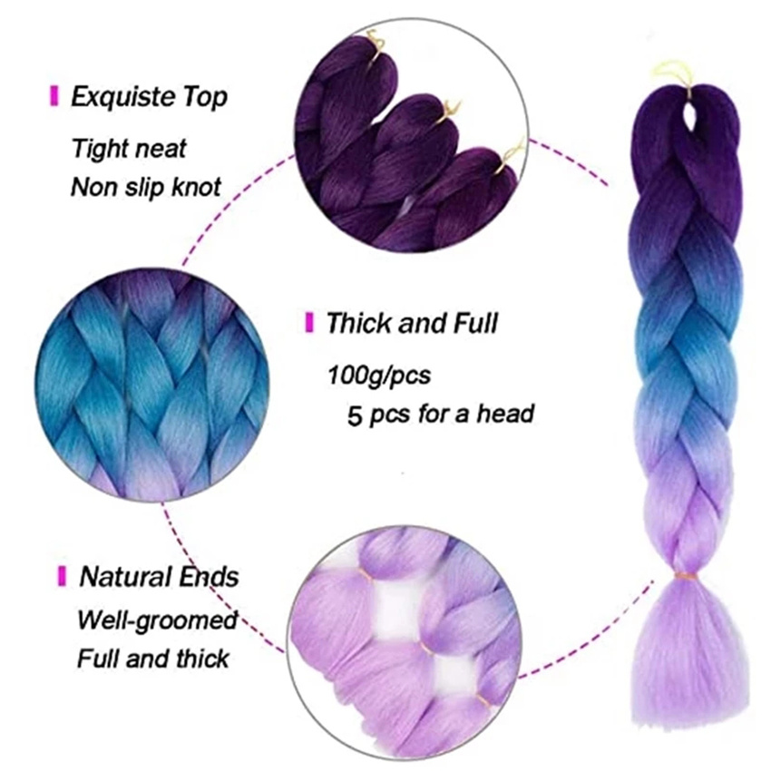 Ombre Braiding Hair Purple Braiding Hair Ombre Braid Hair - Temu