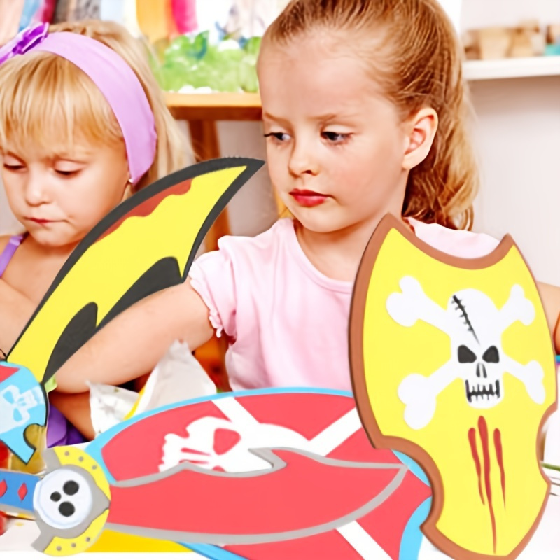 Pack Of 4 Eva Foam Swords And Shields Pretend Playset For Kids Toys