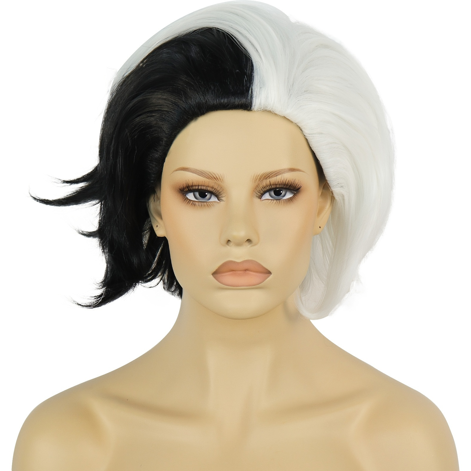 Cosplay Wig For Women Wig For Halloween & 1pc Wig Cap, Black And White