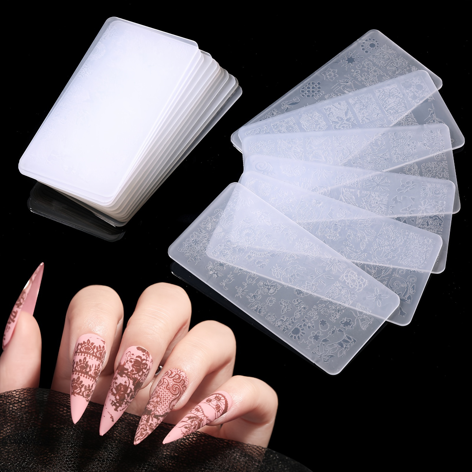 Nail Stamping Board Set, Silicone Nail Brush, Polishing Transfer Template,  Nail Tool DIY Template