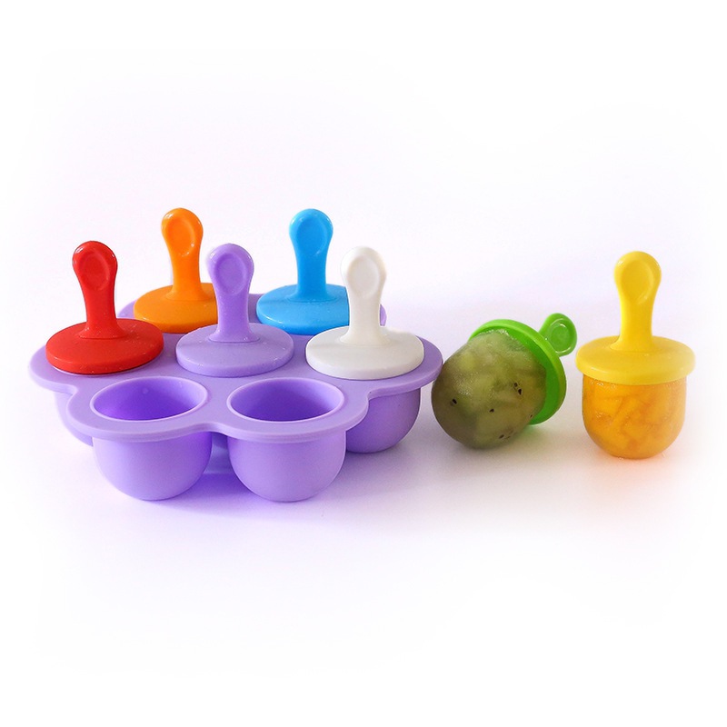 7 Cavities Silicone Baby Food Container Ice Cream Popsicle Molds With  Colorful Sticks DIY Ice Bar Frozen Dessert Maker 