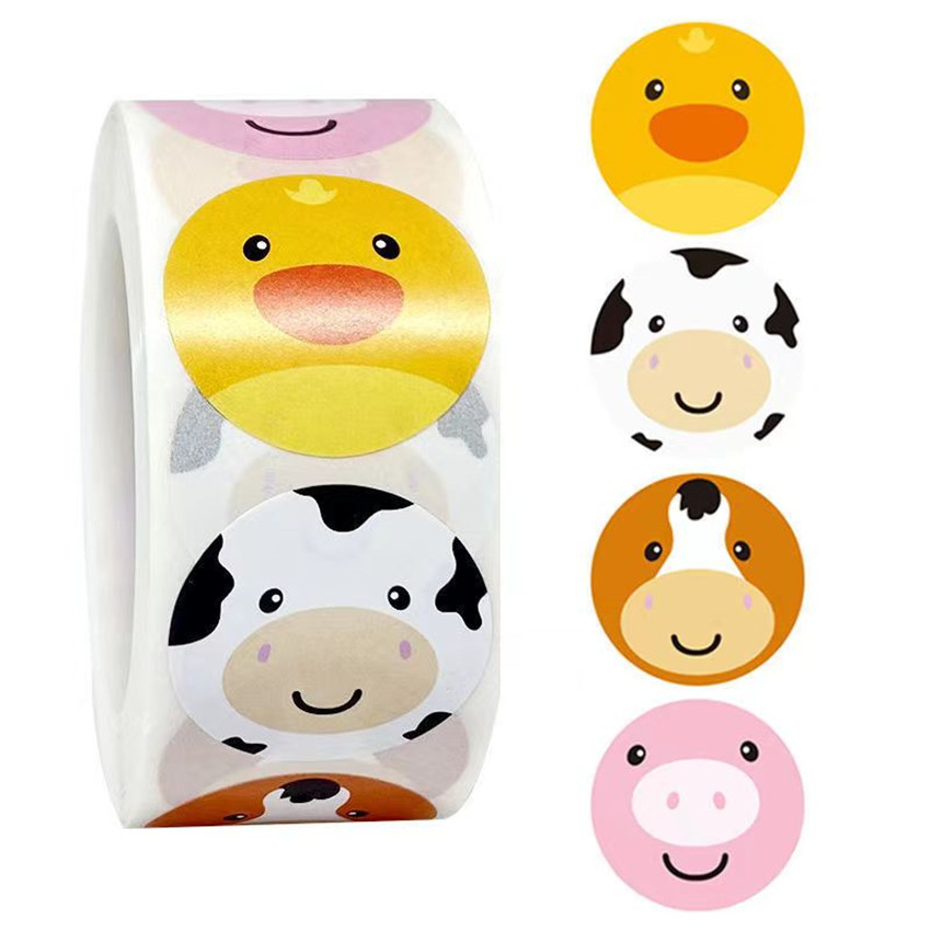 Image of 500pcs Of Round Cartoon Animal Stickers