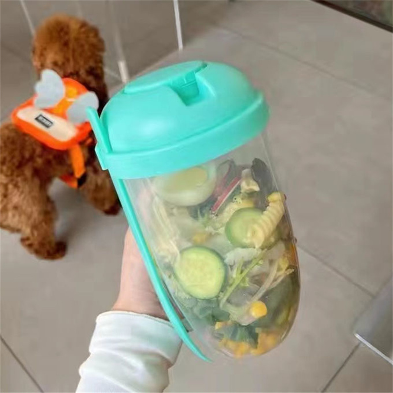 400ml Salad Meal Shaker Cup Easy Carry Portable Fresh Salad Shaker  Container for Home Travel Dorm Office Indoor Outdoor Sky Blue