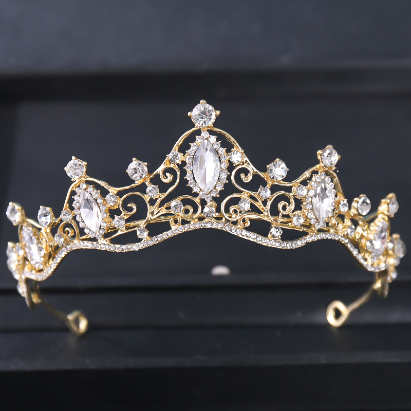 Golden Rhinestone Golden Crown Headband Wedding Bride - Temu