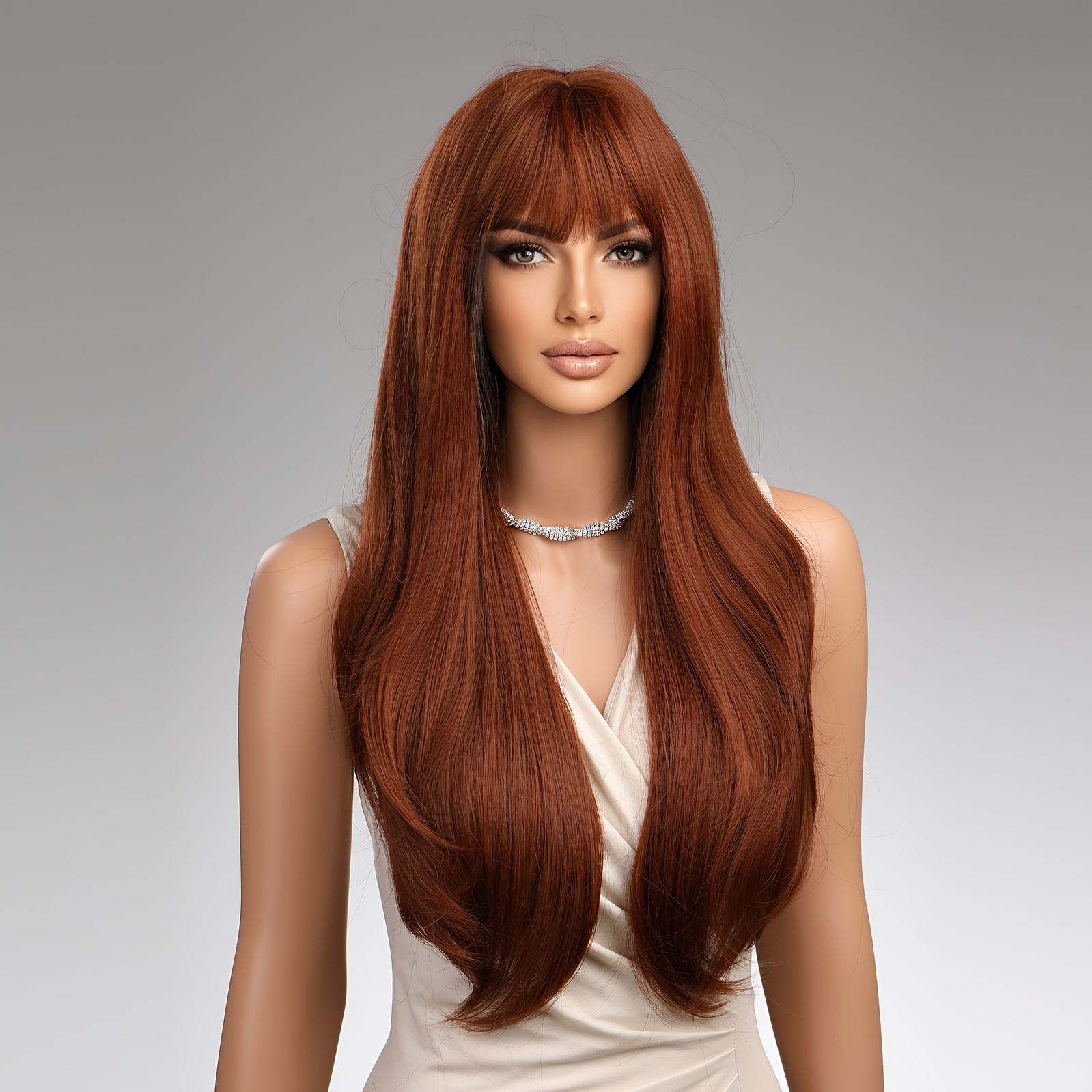 Red Brown Ginger Wig For Women Long Straight Synthetic Hair For Women Heat Resistant Wigs 8702