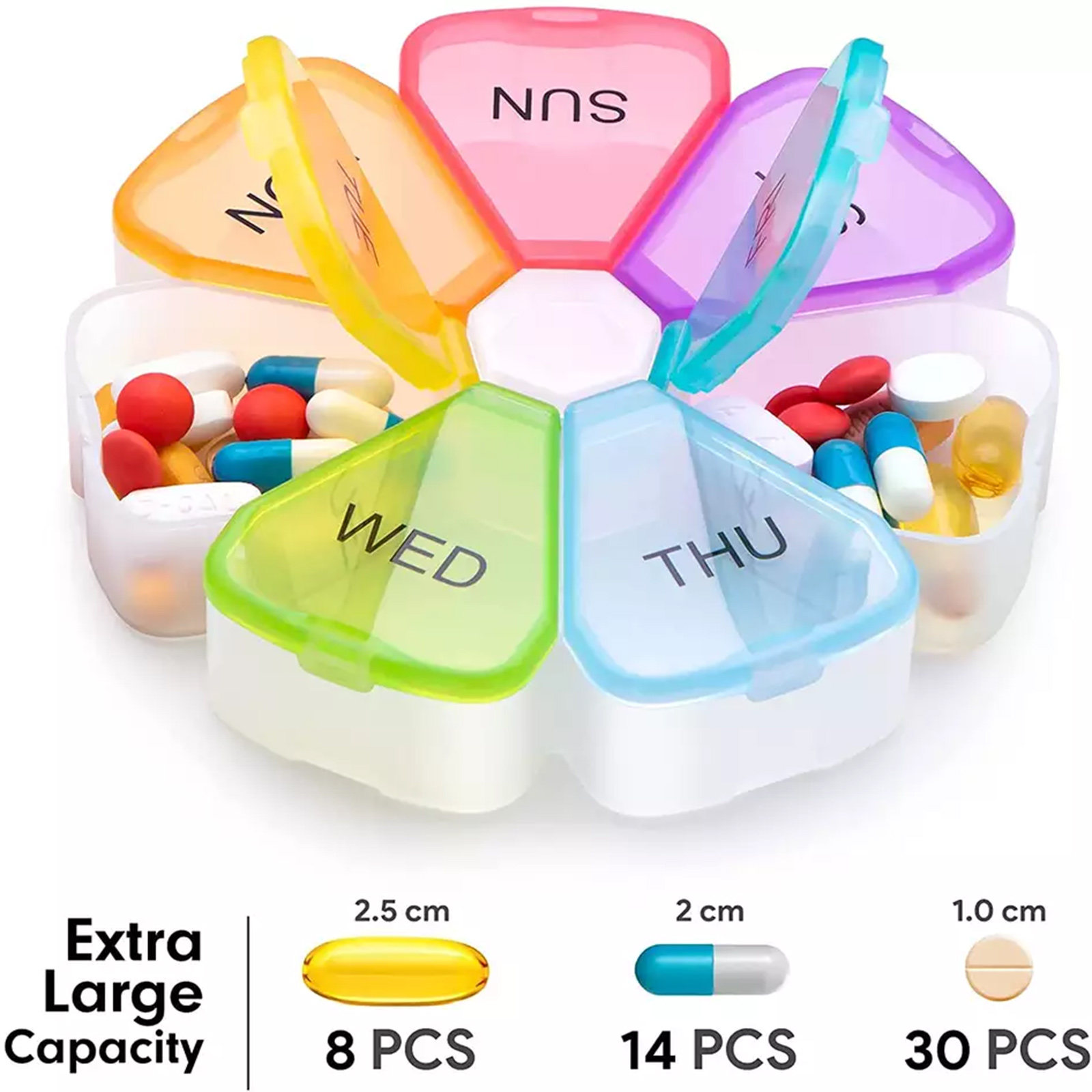 Pill Organizer Case Weekly Floral Pill Box Compact Size for 