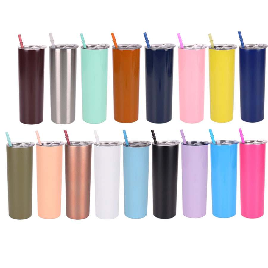 Skinny Tumbler, Stainless Steel Double Wall Water Bottle, Vacuum Insulated Slim  Cup With Lid Straw - Temu