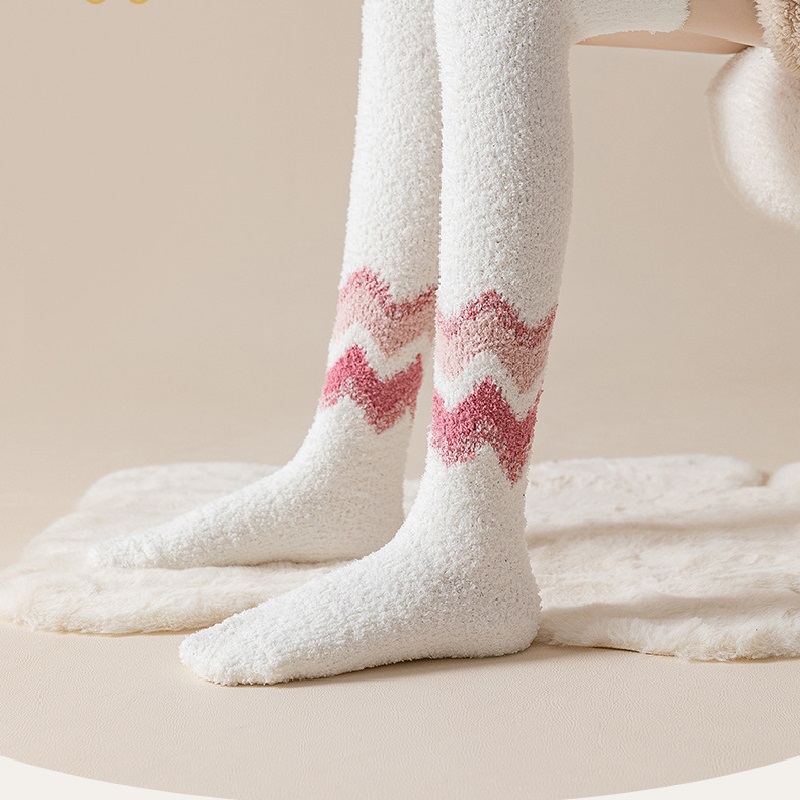 Calcetines De Invierno Cálidos Gruesos Para Mujer Medias Color Sólido Lana  3Par