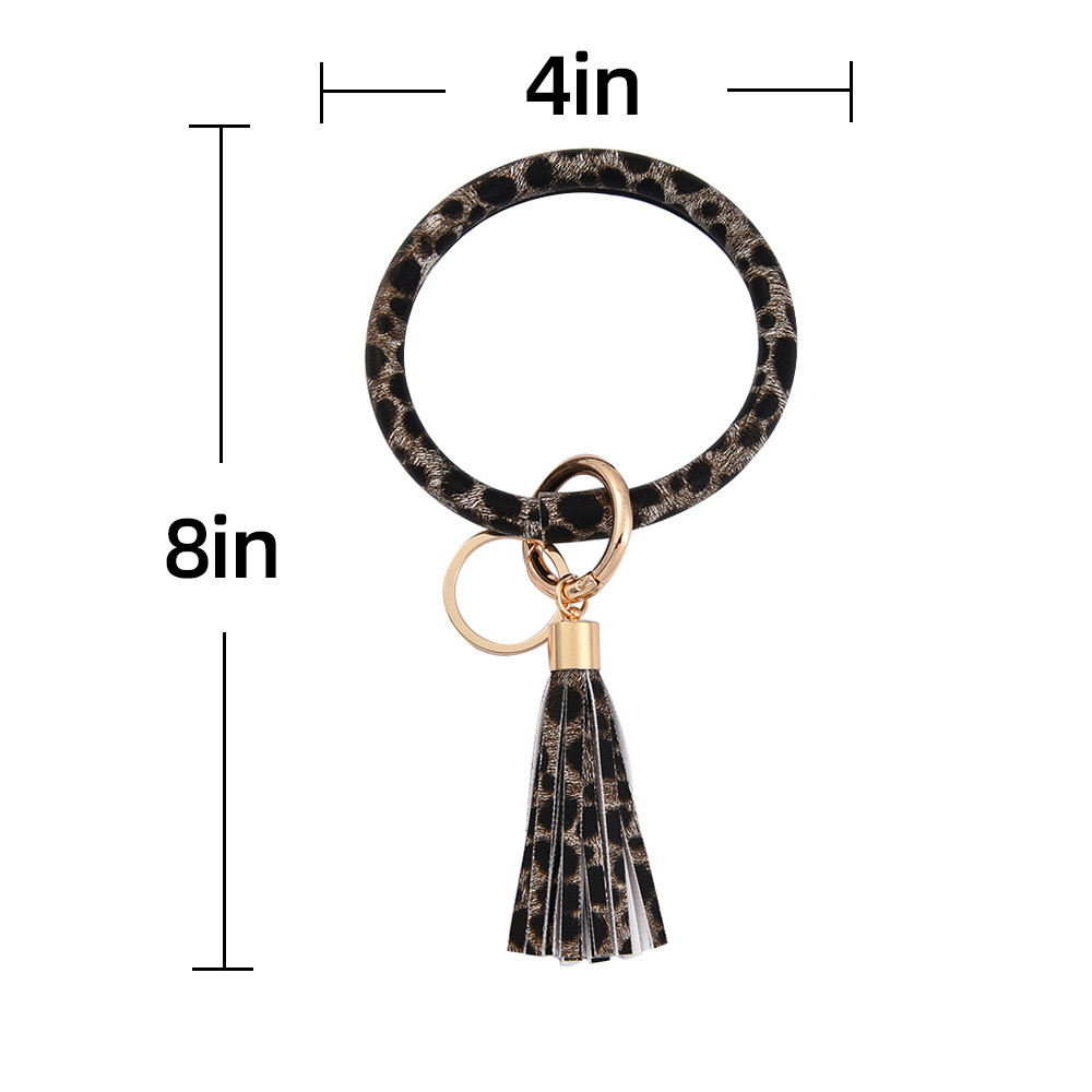 Large Circle Key Ring Leather Tassel Bracelet Holder Keychain Keyring for Women Girl,Temu