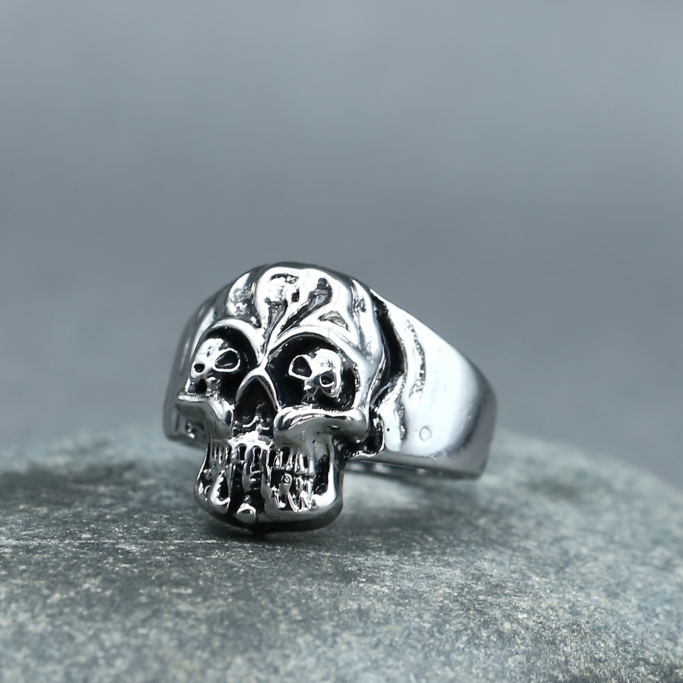 Men's Silver Color Skull Trendy Ring | Save Money On Temu | Temu